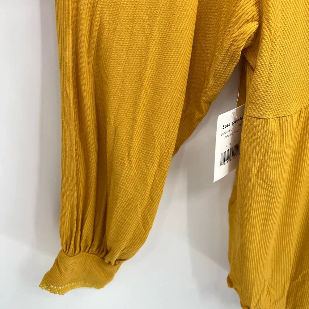 Free people Shimmy Shake yellow open twist back top